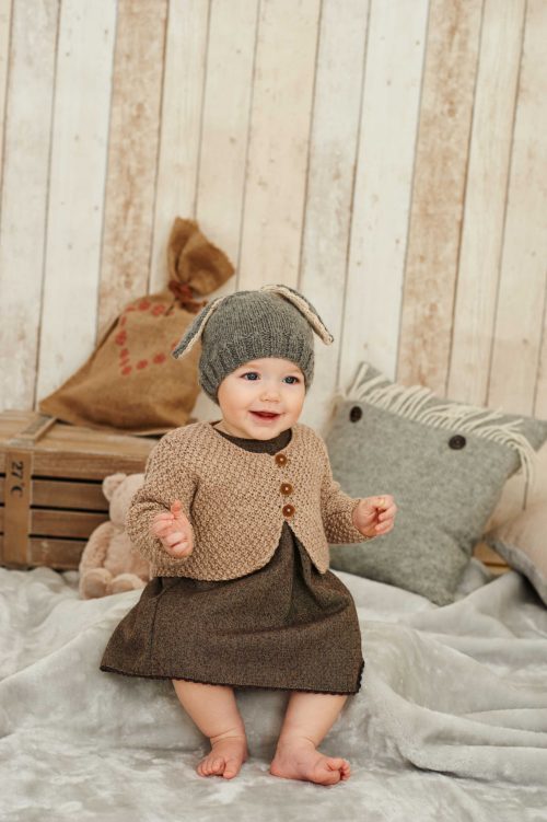 Baby Book 6 Little Folk Cardie & Funny Bunny Hat