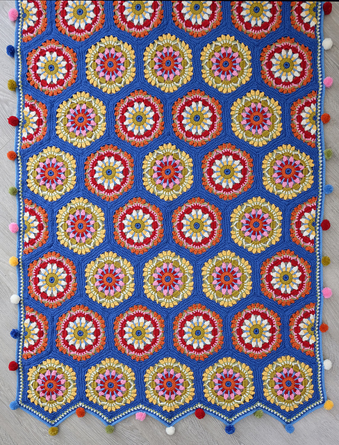 Blue House Blanket - Jane Crowfoot - opened out