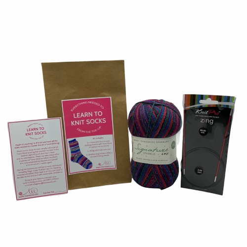 Truro Wool Learn to Knit Socks Kit - contents