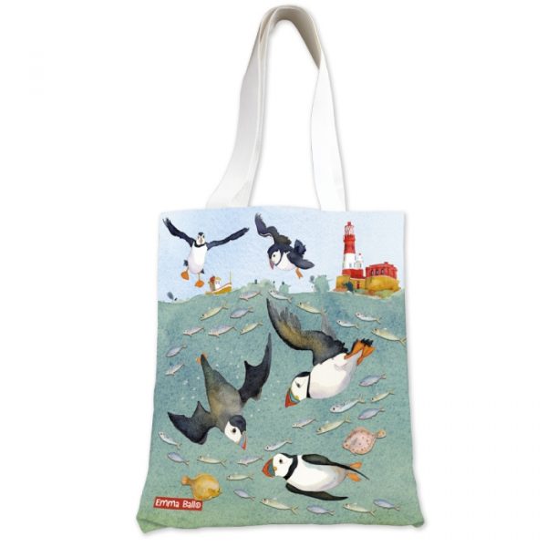 Emma Ball Tote Bag - Diving Puffins
