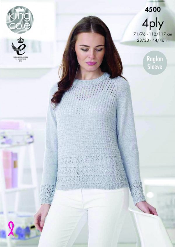 King Cole Pattern 4500 - Sweater and Cardigan in 4 Ply
