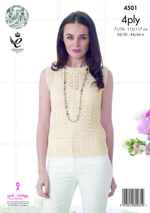 King Cole Pattern 4501 - Cardigan and Top in 4 Ply - 2