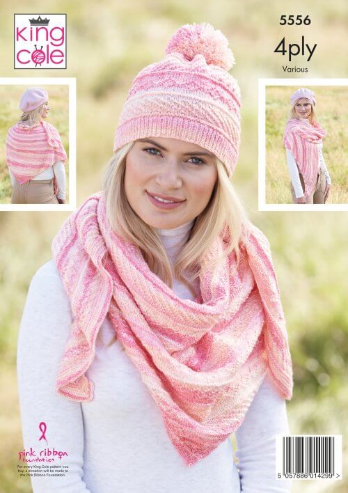 King Cole Pattern 5556 - Shawls and Hats