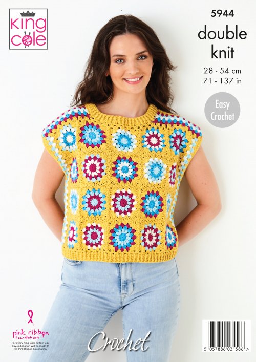 King Cole Pattern 5644 - Granny Square Jumper and Top