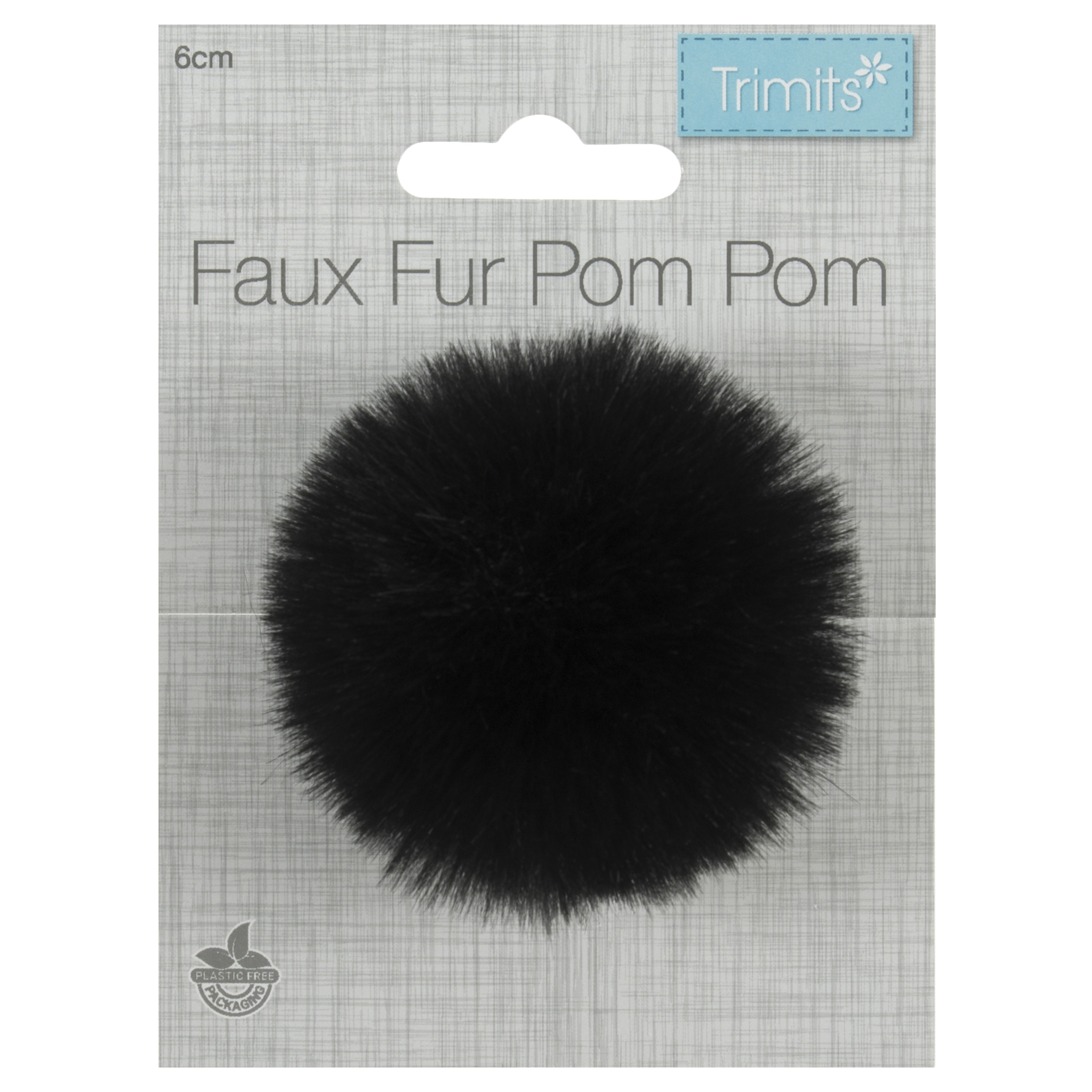 Trimits Faux Fur Pom Pom - Black (6cm)