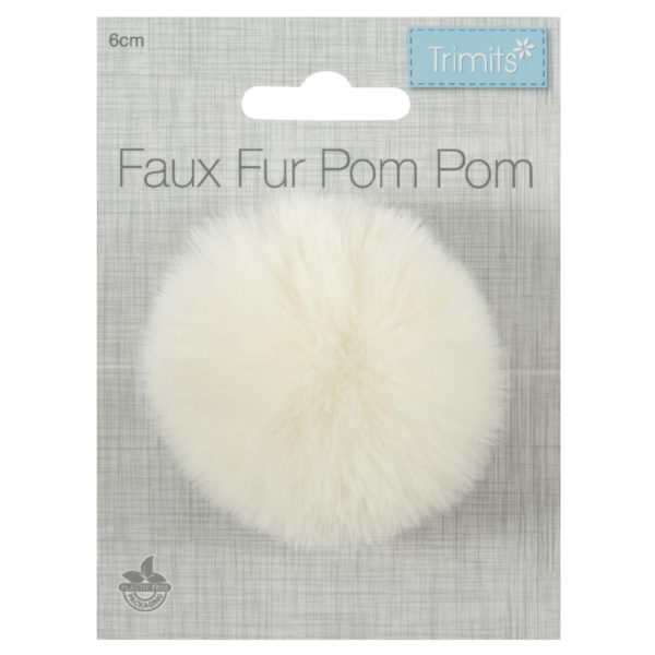 Trimits Faux Fur Pom Pom - Cream (6cm)