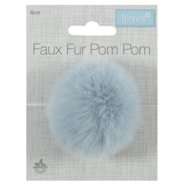 Trimits Faux Fur Pom Pom - Light Blue (6cm)