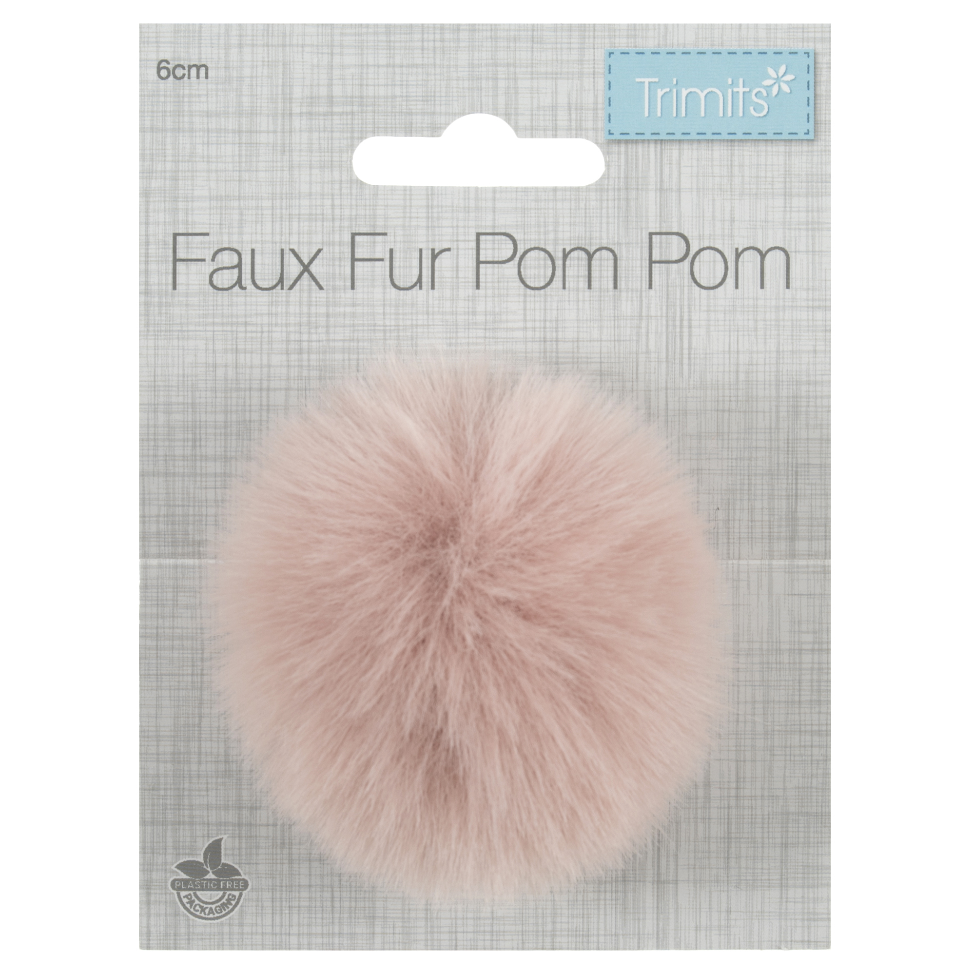 Trimits Faux Fur Pom Pom - Light Pink (6cm)