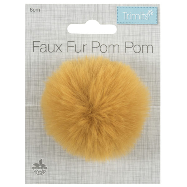 Trimits Faux Fur Pom Pom - Mustard (6cm)