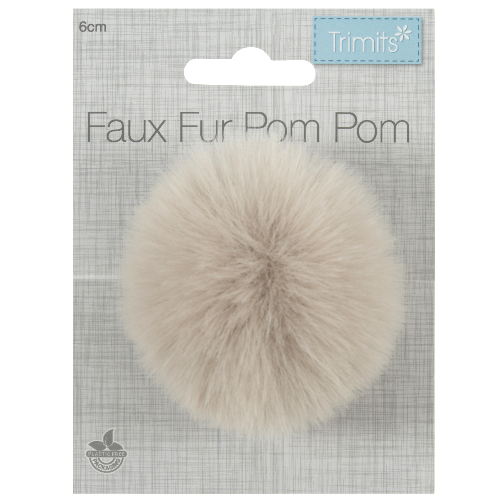 Trimits Faux Fur Pom Pom - Natural (6cm)