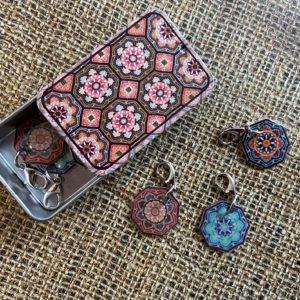 Crochet Stitch Markers in a Tin - Persian Tiles