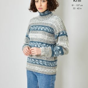 King Cole 5899 - Cardigan, Sweater, Scarf & Hat in Fjord DK