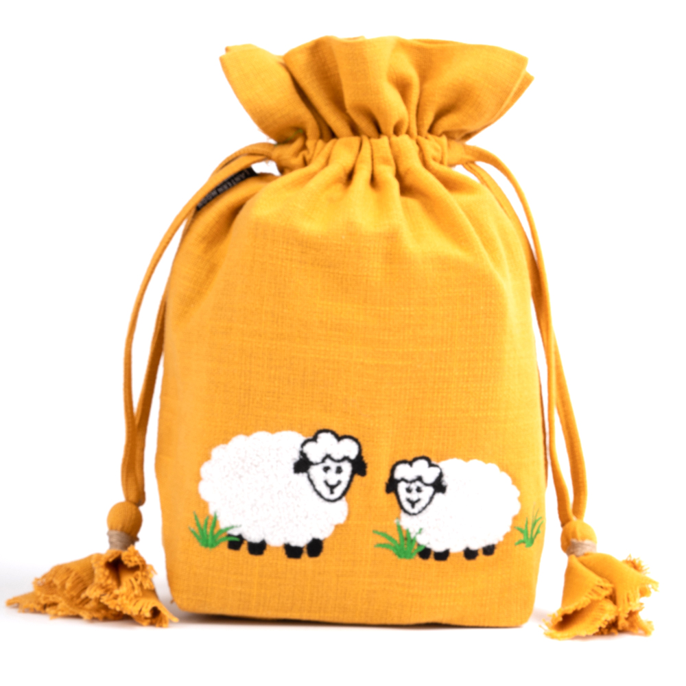 Lantern Moon - Yellow Sheep Meadow Drawstring Bag