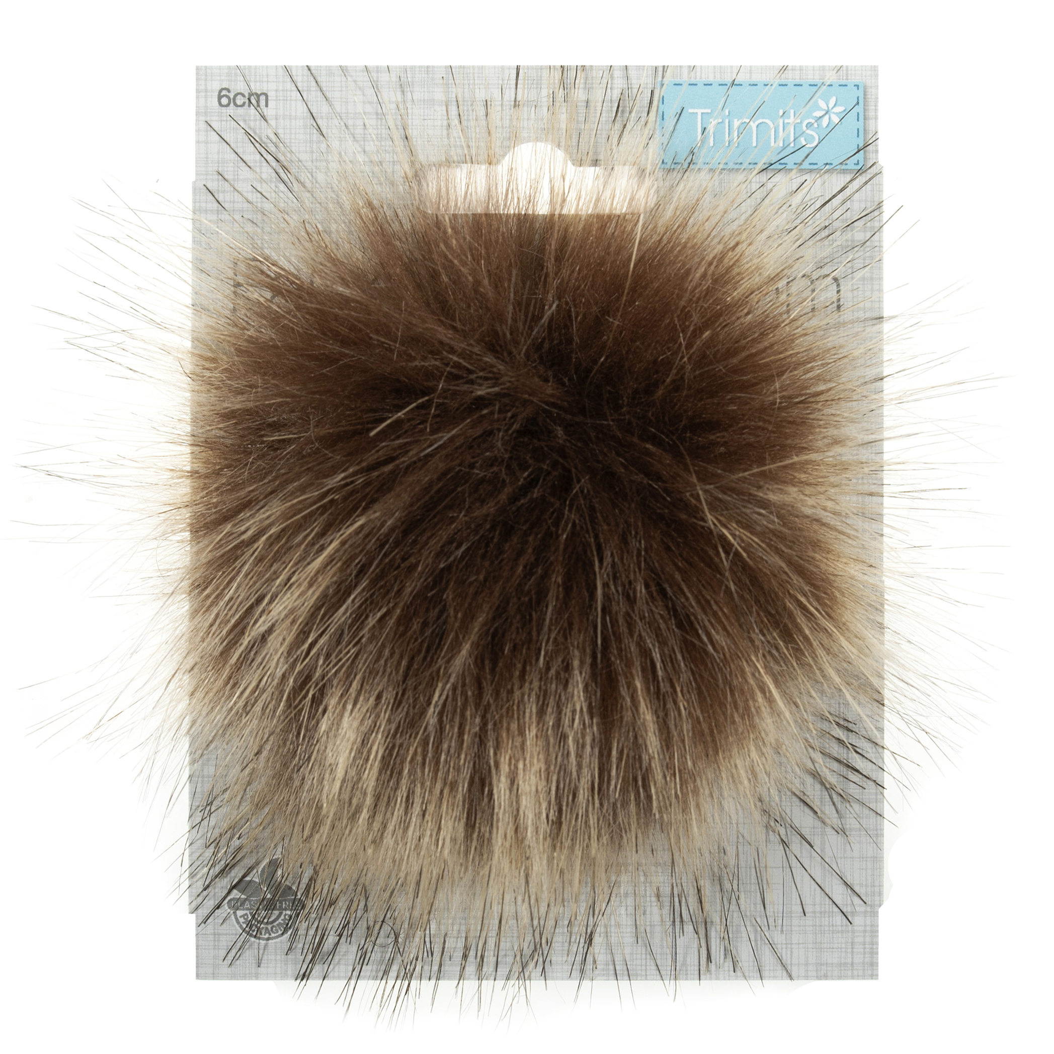 Trimits Faux Fur Tipped Pom Pom - Brown (6cm)