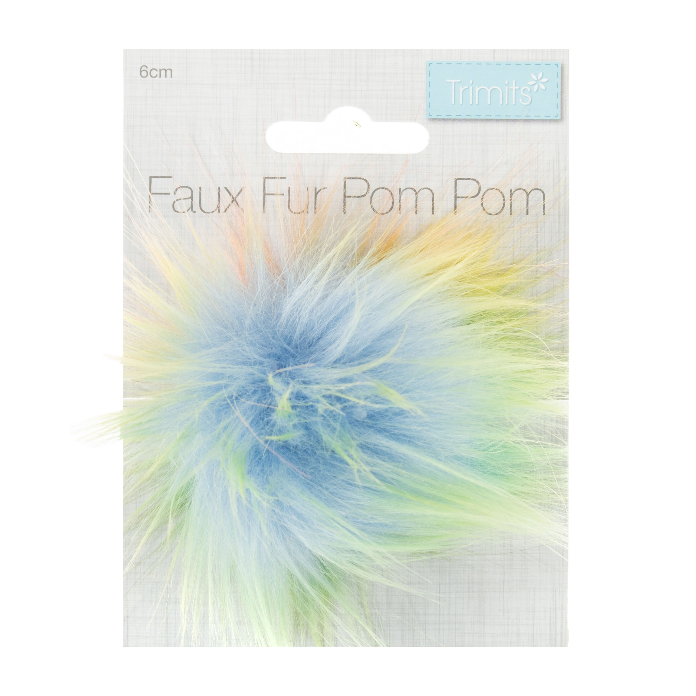 Trimits Faux Fur Tipped Pom Pom - Rainbow (6cm)