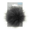 11cm faux fur pom pom - grey with darker tips. Tie on with ribbon.