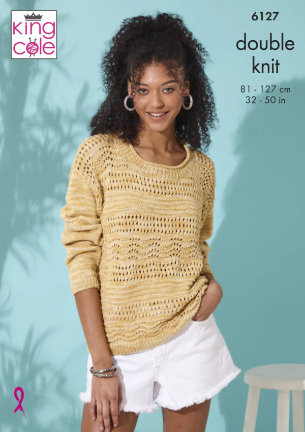 King Cole 6127 - Sweater & Top in Linendale Reflections DK