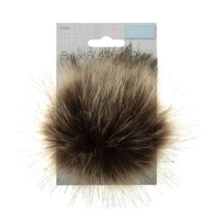 Trimits Faux Fur Tipped Pom Pom - Brown (11cm)