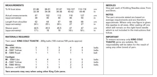 King Cole 6231 - Sweater and Cardigan in Toastie