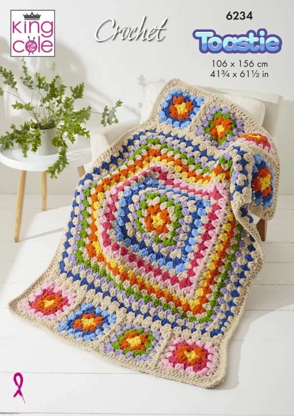 King Cole 6234 - Blankets Crocheted in Toastie