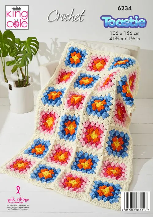 King Cole 6234 - Blankets Crocheted in Toastie