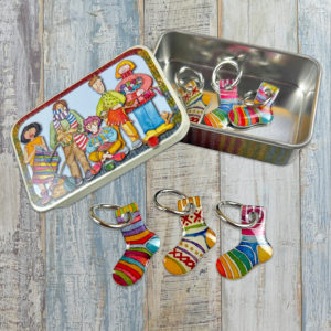 Sock Knitting Stitch Markers in a Tin (set of 6) - Emma Ball (TKN27)