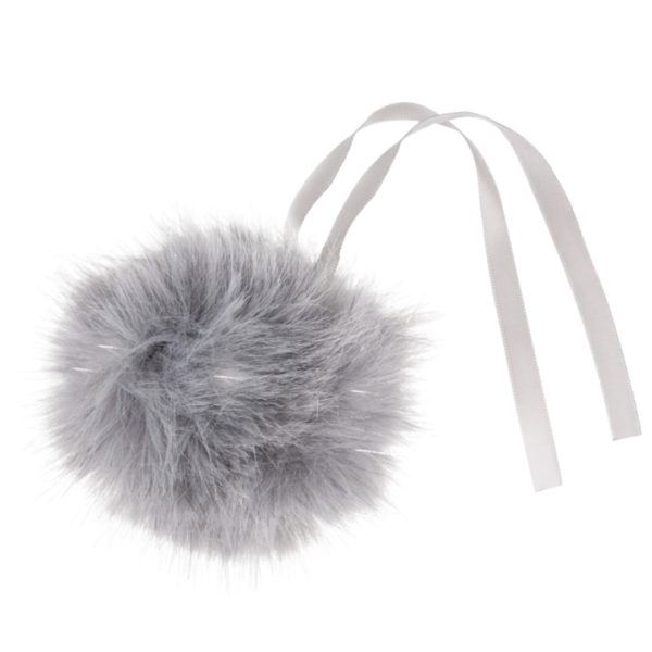 Trimits Faux Fur Pom Pom - Grey Glitter (11cm)