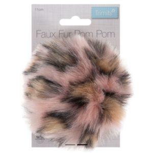 Trimits Faux Fur Pom Pom - Pink Leopard (11cm)