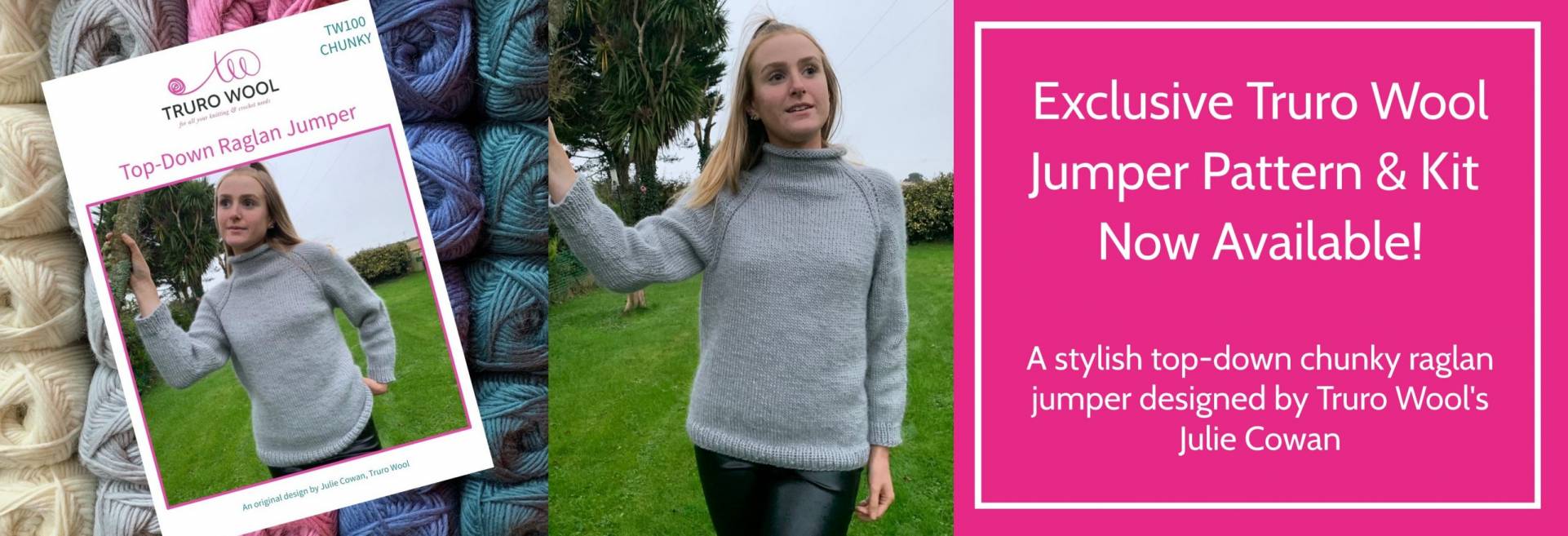 Truro Wool Top Down Jumper Pattern and Kit Banner